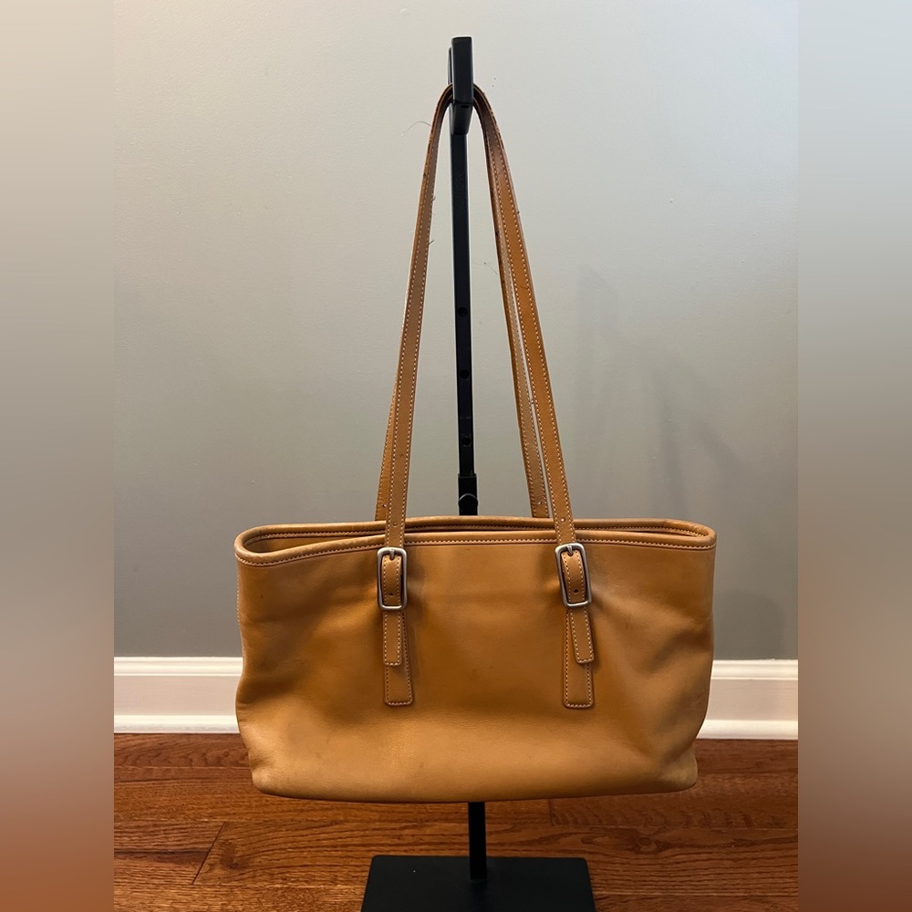 Vintage COACH Tan Leather Shoulder Tote Bag